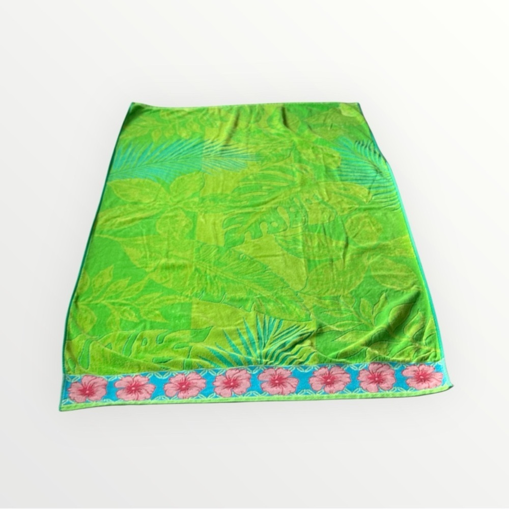 Resort Living Beach Towel with palm trees and Hibiscus
